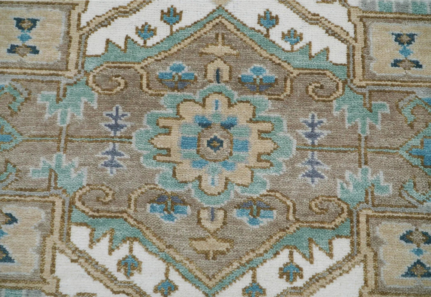Multi Size Beige, Tan Color Hand Knotted LoomBloom Muted Turkish Oushak 100% Wool Transitional Oriental Area Rug