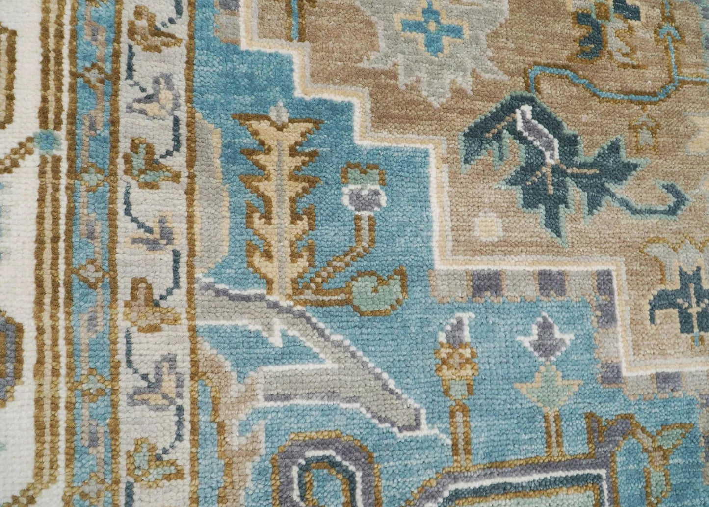 Multi Size Beige, Tan Color Hand Knotted LoomBloom Muted Turkish Oushak 100% Wool Transitional Oriental Area Rug