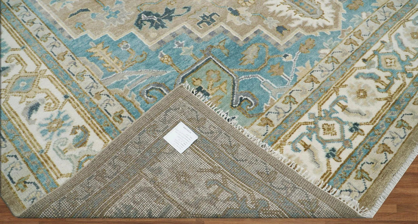 Multi Size Beige, Tan Color Hand Knotted LoomBloom Muted Turkish Oushak 100% Wool Transitional Oriental Area Rug
