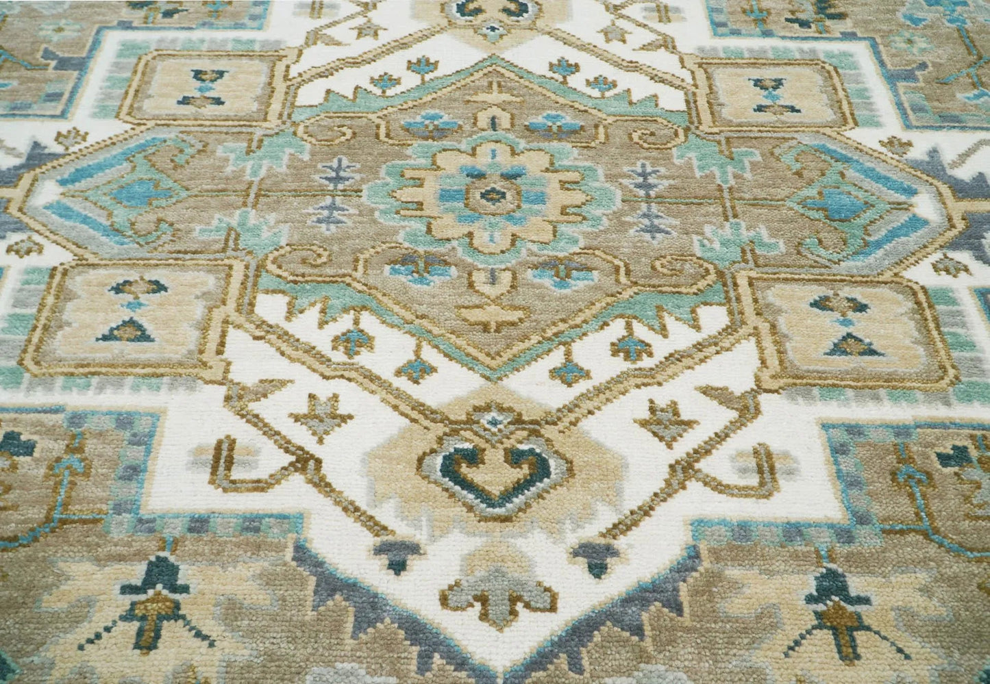 Multi Size Beige, Tan Color Hand Knotted LoomBloom Muted Turkish Oushak 100% Wool Transitional Oriental Area Rug