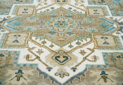 Multi Size Beige, Tan Color Hand Knotted LoomBloom Muted Turkish Oushak 100% Wool Transitional Oriental Area Rug