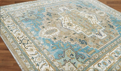 Multi Size Beige, Tan Color Hand Knotted LoomBloom Muted Turkish Oushak 100% Wool Transitional Oriental Area Rug
