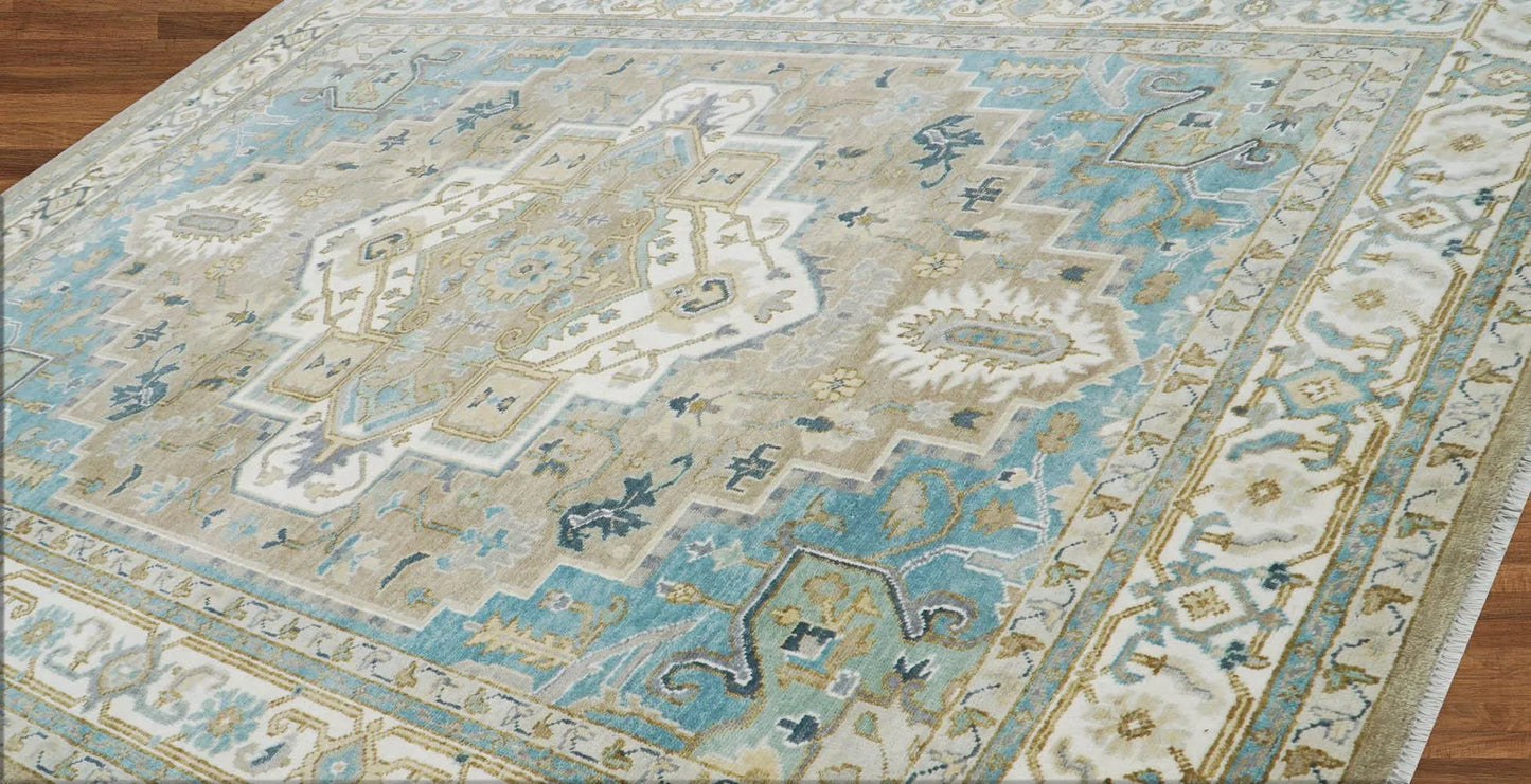Multi Size Beige, Tan Color Hand Knotted LoomBloom Muted Turkish Oushak 100% Wool Transitional Oriental Area Rug