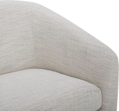 Ivory Swivel Barrel Chair With Plush Foam Back Cushion