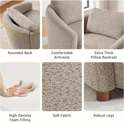 Boucle Barrel Chair Set 2 CloudSoftSherpaLounge Velvet