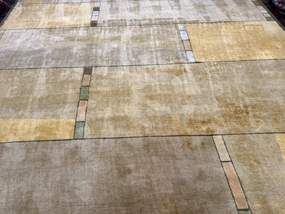 Tufenkian Tibetan Rug 12x16, Handmade Wool Modern Area Rug, Palace Size Carpet