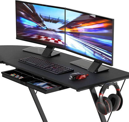 Vista L Shaped Desk With Removable Monitor Shelf In Black