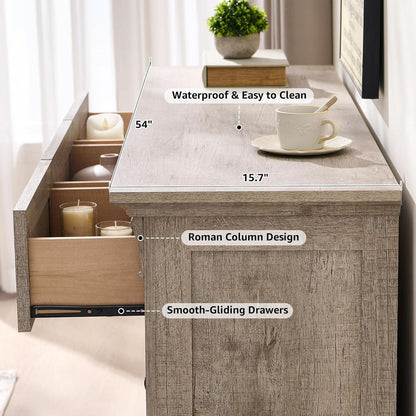 Dresser Cabinet FiftyFourInch Wide Distressed Oak Finish