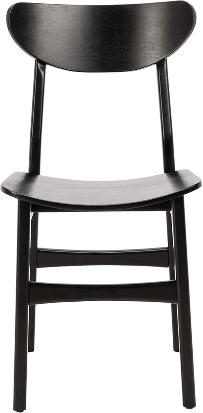 Retro Black Wood Dining Chair Set Of 2 For Home Dining