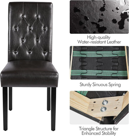 Faux Leather Dining Chairs Brown Set Of 2 For Dining Room