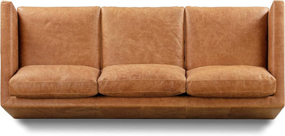Nolita 85 Inch Cognac Tan Full Grain Pure Aniline Leather Sofa