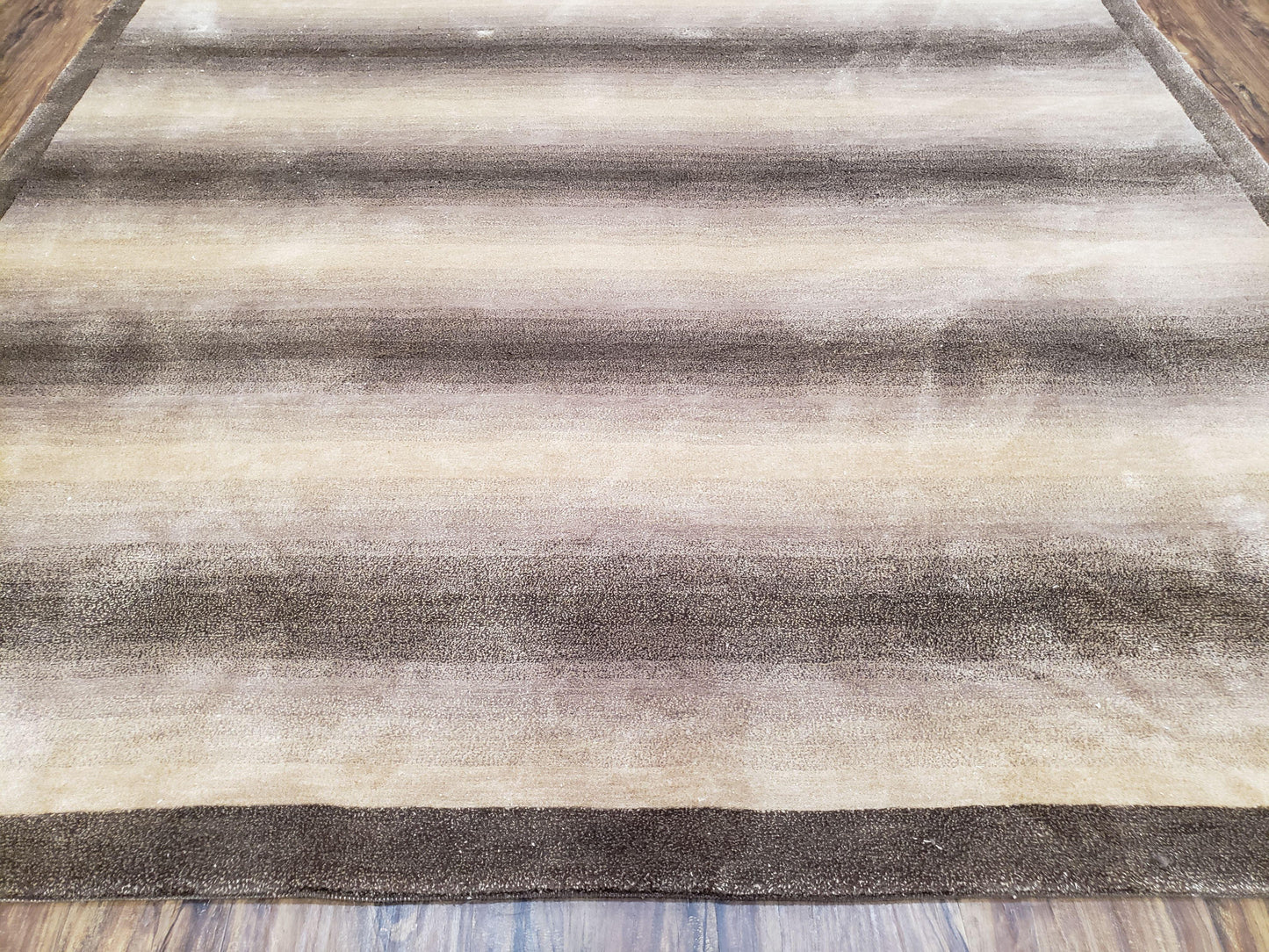 Vintage Safavieh Tibetan Indian Rug 6x9, Nepal Rug, Handmade, Striped Rug, Brown & Beige, 6x9 Oriental Carpet, Wool, Soft