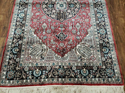 3' X 5' Vintage Fine Handmade India Oriental Kashmir Silk Rug 400 KPSI Wow