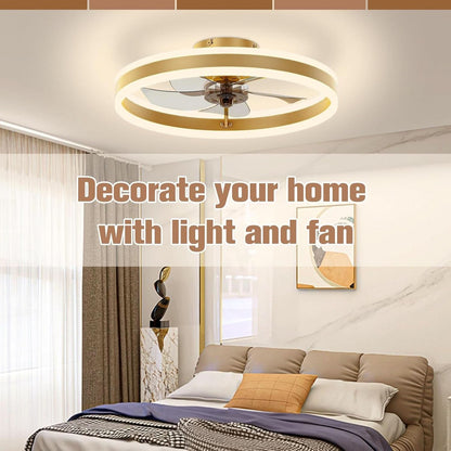 19.7In Low Profile Ceiling Fan With Remote And Dimmable LED