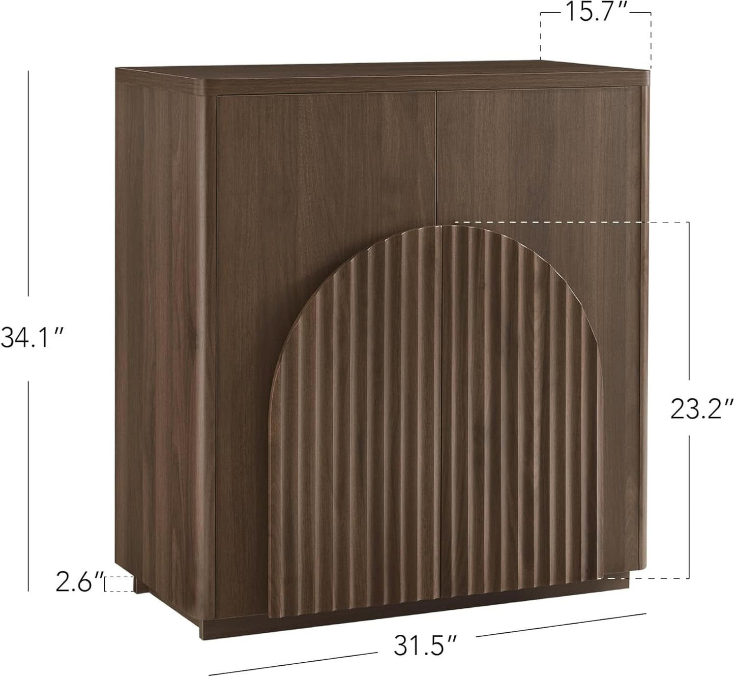 Walnut Sideboard Buffet Cabinet With Generous Storage And Wave Pattern Doors