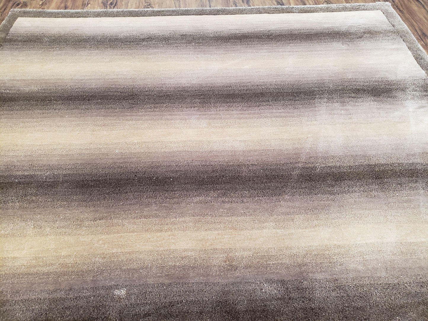 Vintage Safavieh Tibetan Indian Rug 6x9, Nepal Rug, Handmade, Striped Rug, Brown & Beige, 6x9 Oriental Carpet, Wool, Soft