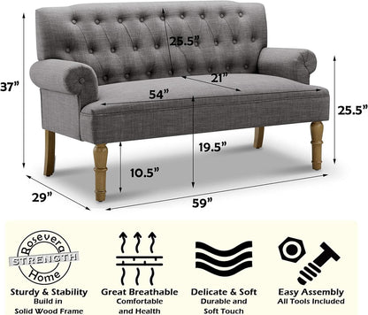 Dove Gray Loveseat Sofa With Button Tufting Sinuous Springs