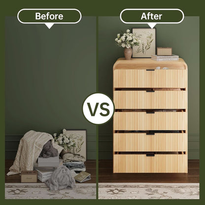 Natural Oak 48 Inch Modern Dresser With Fluted Fronts