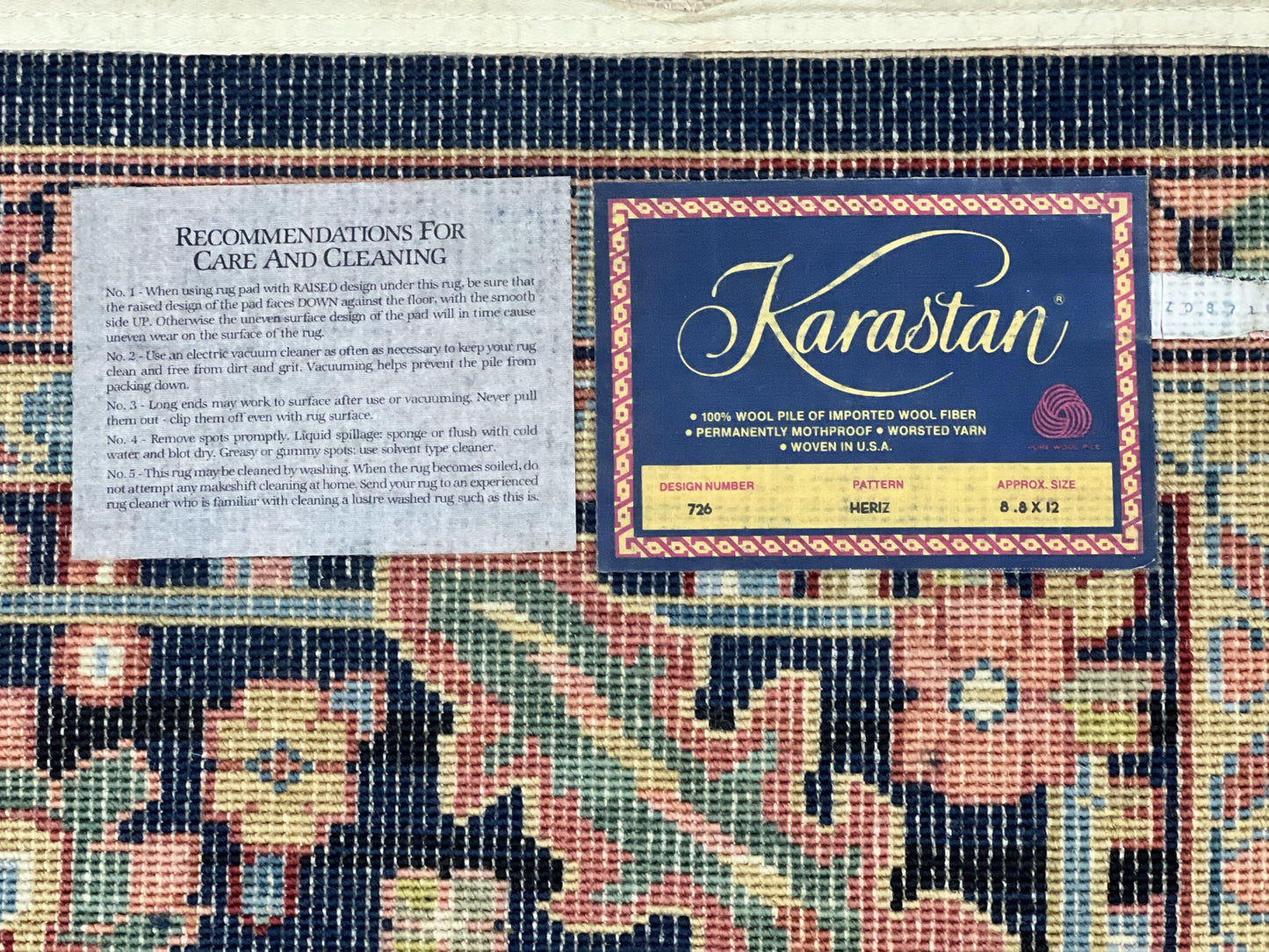 Karastan Rug 8.8 x 12, Karastan Heriz #726, Wool Pile Karastan Area Rug, Rare Hard to Find, Original 700 Series