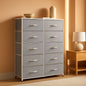 Light Grey Tall Dresser With 10 Drawers For Bedroom Storage