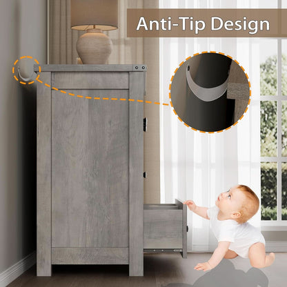 Six Drawer Dresser With Metal Handles Storage Unit