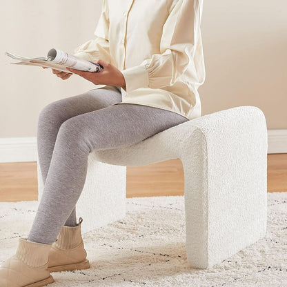 Large White Ottoman Footstool Multifunctional Living Room