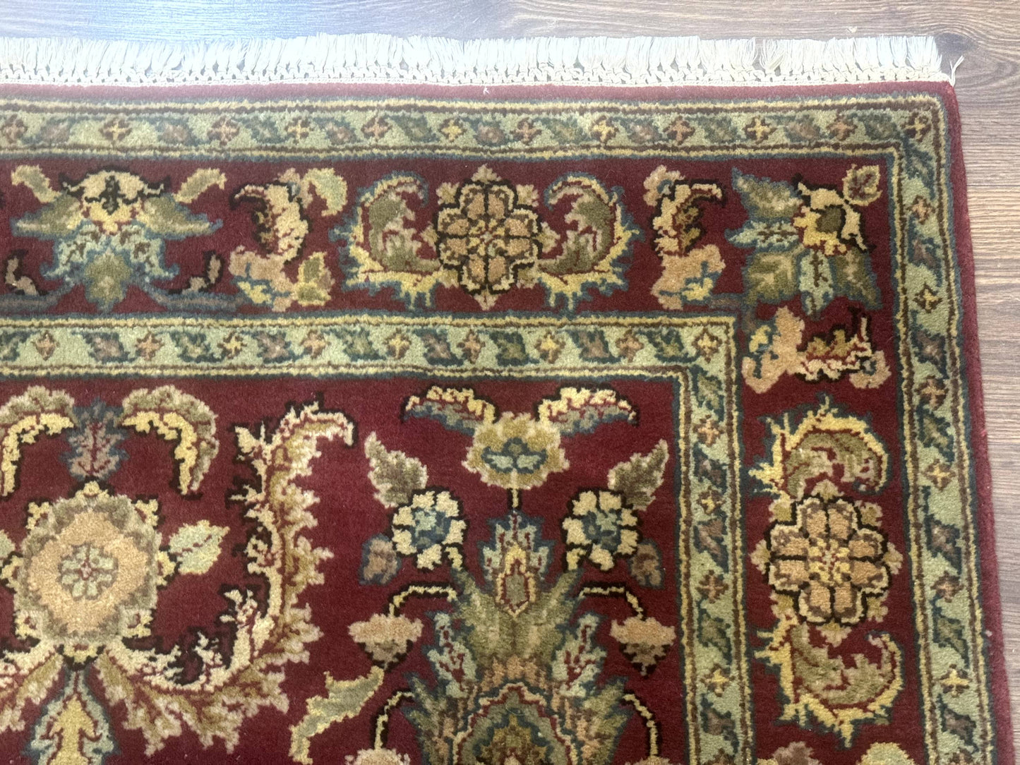 Indo Persian Mahal Rug 4x6, Floral Allover Pattern, Maroon