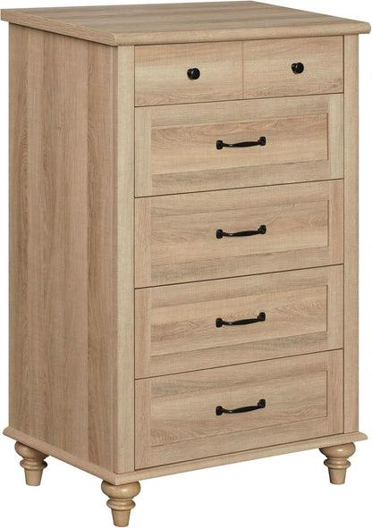 Oak Midcentury Dresser Five Drawers Storage Organizer