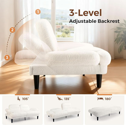 Beige Seventy Nine Inches Futon Sofa Bed Convertible