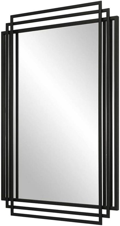Amherst Matte Black Iron Mirror 36.5 Tall 23.75 Wide