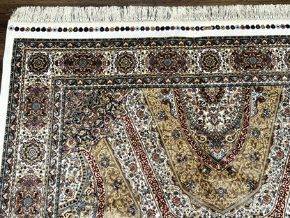 Turkish Silk Rug 5 x 7.6, Dome Design, Bamboo Silk, New