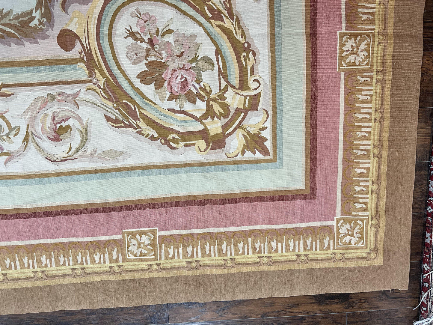 Large Aubusson Rug 11x15, Oversized Gallery Palace Size Flatweave Savonnerie Carpet 11 x 15 ft, Wool Handmade Vintage Elegant European
