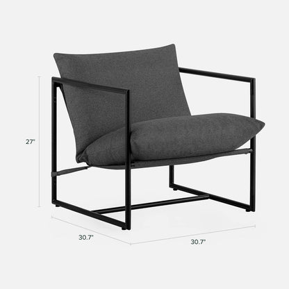 Aidan Sling Chair Dark Grey Metal Frame Shredded Foam