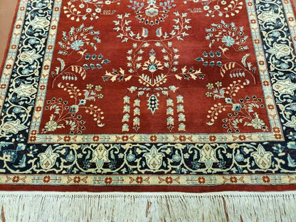 4' X 6' Vintage Handmade Pakistani Rug Highly Detailed Red