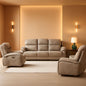 Polished Microfiber Manual Reclining Sofa Set Brown 3 Piece
