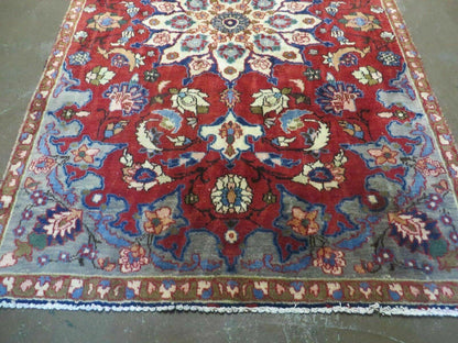 4' X 6' Antique Handmade India Floral Oriental Wool Rug Vegetable Dyes #120