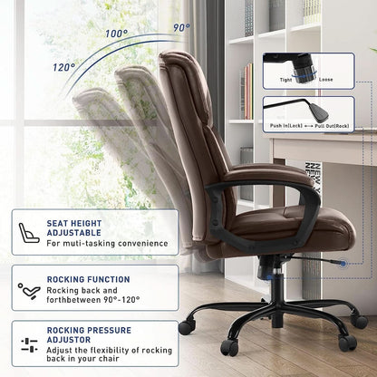 Ergonomic Big And Tall Leather Executive Office Desk Chair