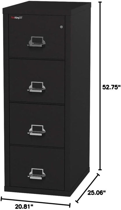 Vertical 4 Drawer File Cabinet 1 Hour Fire Rated Black