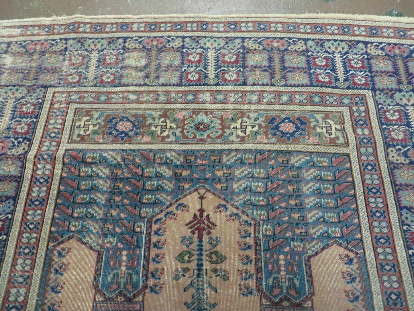 4' X 6' Antique Handmade Turkish Mehrab Prayer Wool Rug Lantern Beautiful
