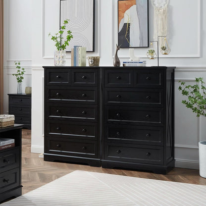 Tall Black Six Drawer Dresser Contemporary Storage