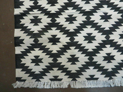 4' X 6' Hand Woven Wool Rug Contemporary Kilim Dhurrie Modern Oriental Area Rug