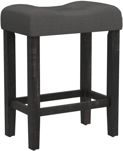 Sora Button Tufted Counter Height Saddle Stools Set of 2 Gray
