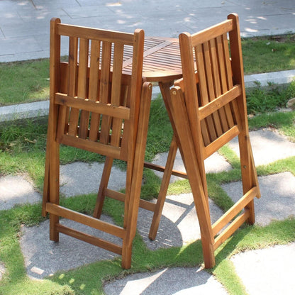 Acacia Round Folding Bistro Table And Chair Set Outdoor