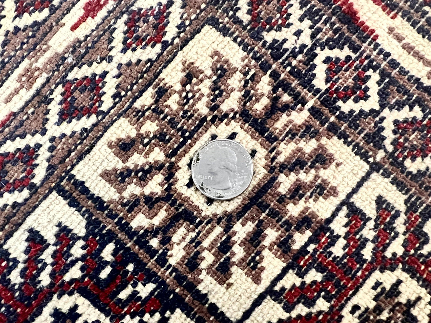 Pakistani Bokhara Rug 4x6, Turkoman Carpet, Vintage Handmade Wool Rug, Ivory