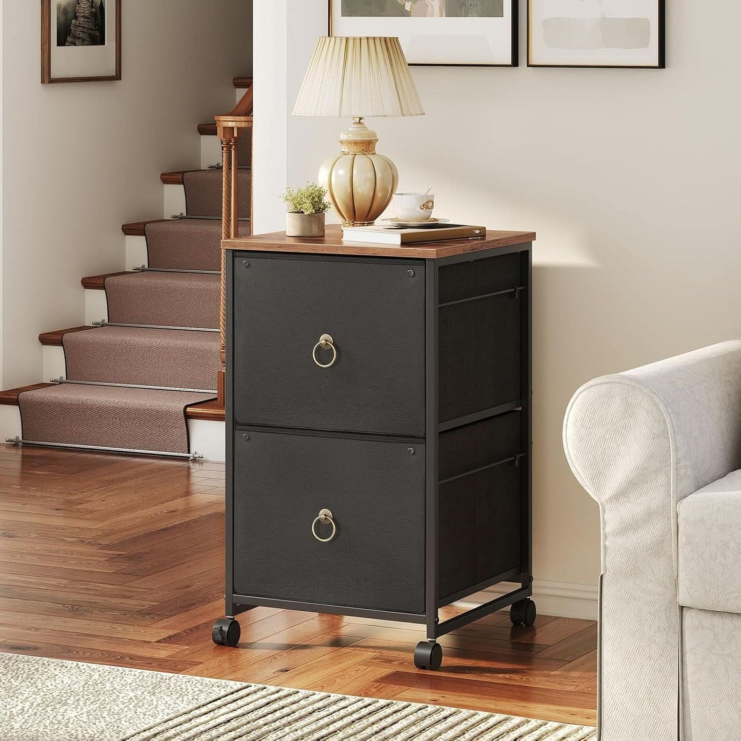 Durable Rolling File Cabinet With Printer Stand 2 Drawer