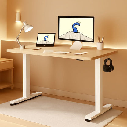48 X 24 Standing Desk Height Adjustable White Frame Maple