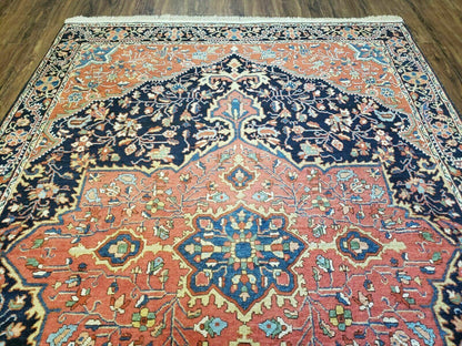 4.5' X 6.5' Handmade Antique Fine Indian Wool Rug Carpet Red