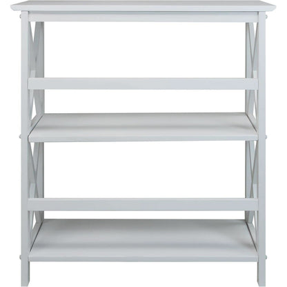 Montego 3 Shelf Bookcase White Modern X Design Storage