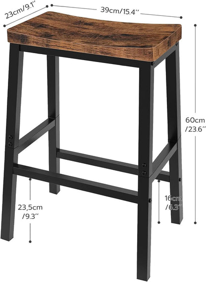 Bar Stools Set Of 2 23.6in Rustic Brown Kitchen Counter