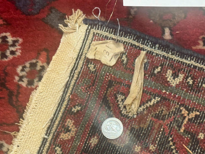 Red Persian Rug 2.6 x 6.8, Floral, Antique Per'sian Carpet, Persian Malayer Rug, Hamadan Rug